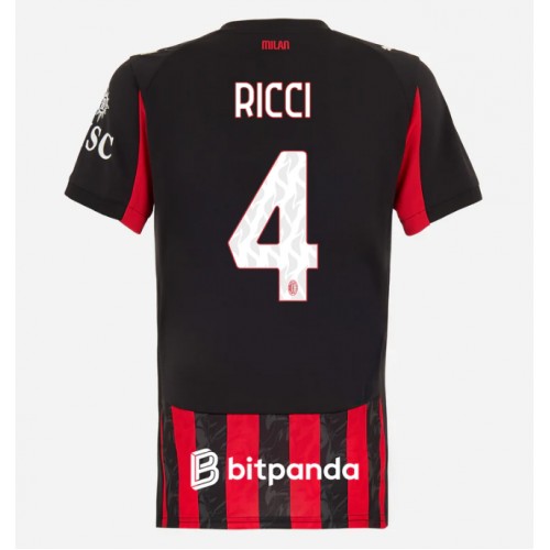 Stroje piłkarskie AC Milan Samuele Ricci #4 Koszulka Podstawowej dla damskie 2025-26 Krótki Rękaw